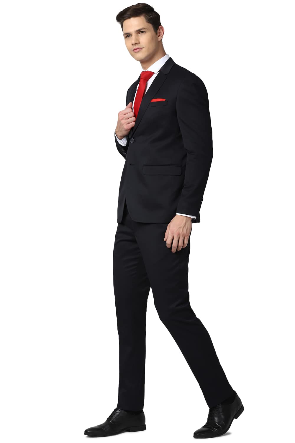 Peter England Men's Polyester Blend Regular Business Suit Pants Set (PESUONSB814767_Blue_42) 1