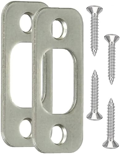 Satin Brushed Nickel Deadbolt Strike Plate Door Backplate 1" x 2 1/4" Round Corner 2-Pack