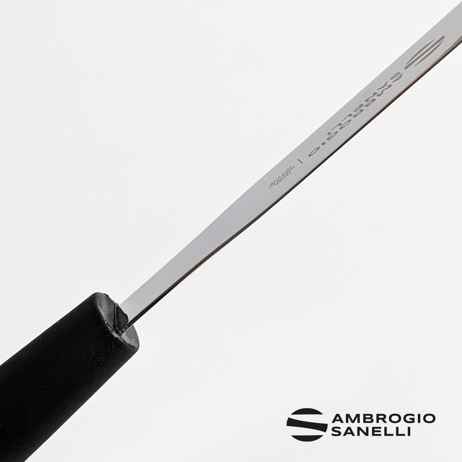 Ambrogio Sanelli - Linea Supra - Spatola di precisione retta cm 12 in Acciaio Inox di alta qualità e Manico Ergonomico in SEBS, Attrezzatura Professionale per Chef, Pasticcieri e Panificatori.