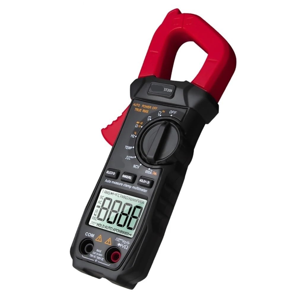Podświetlenie LCD Cyfrowy multimetr cęgowy woltomierz Tester napięcia i częstotliwości prądu(Rood)