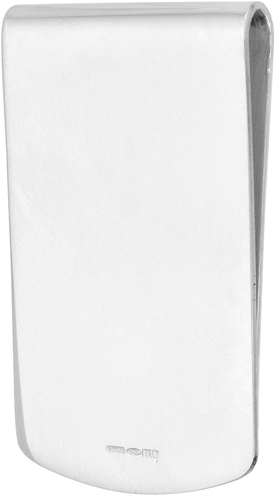 Sterling Silver Money Clip Plain Wide Closed Back Italy 1 X 1 3/4 inch