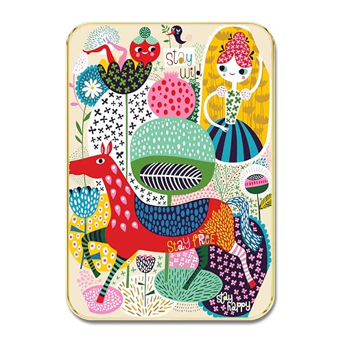 Image of SAF Colorful Kids Wall Art | Stay Wild Stay Free Stay Happy Cartoon Illustration Painting | Fun Decorative MDF Frame for Nursery, Kids Room, Playroom & Gifting (19 x 13 Inch) MG01-1041