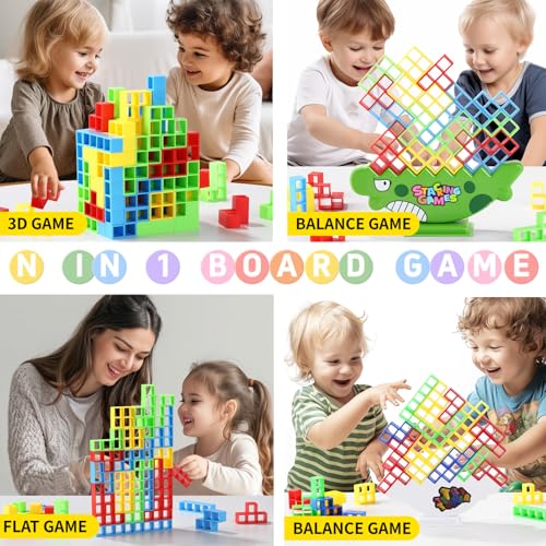 48 Pcs Tetra Tower Fun Balance Stacking Building Blocks Board , Attack Game Games for 2 Players,Gifts for Kids, Adults, Friends, Teams, classrooms, Family Game Nights and Parties (B) - Image 5