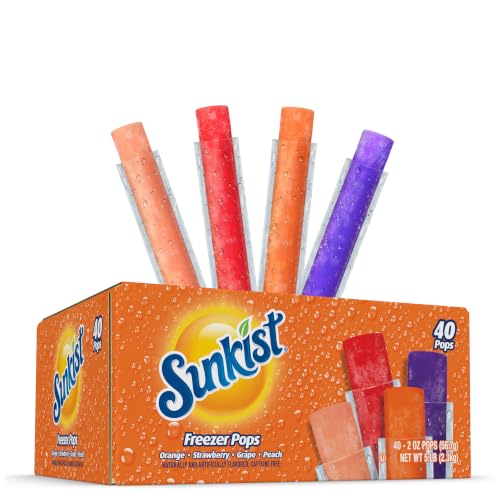 Image of Sunkist Freezer Pops Variety Pack, Fruit Flavored Ice Pops, 40 Count