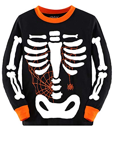 EULLA Little Boy Pajamas Sets Toddler Skeleton Pumpkin Cotton Kids Sleepwear 2-7 Years4