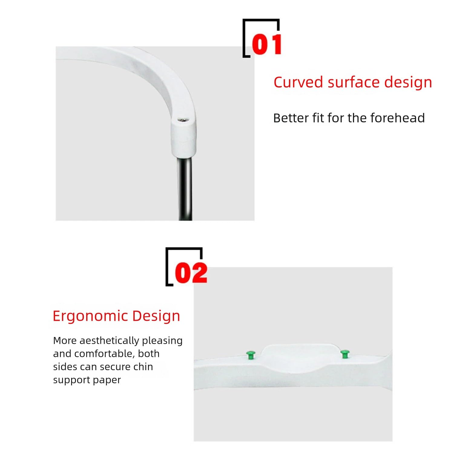 Mentonnière d'optométrie réglable avec Support Frontal 95 mm pour opticiens et examens de la vue
