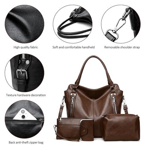 Image of 2E-youth Purses for Women Large Tote Women's Handbag Set Faux Leather Hobo Crossbody Bag 4pcs