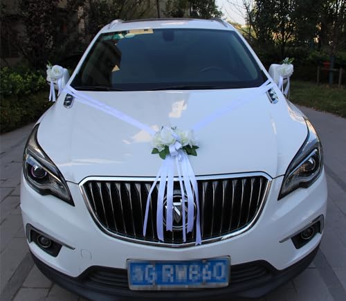 Décoration de voiture de mariage de qualité supérieure - Blanc
