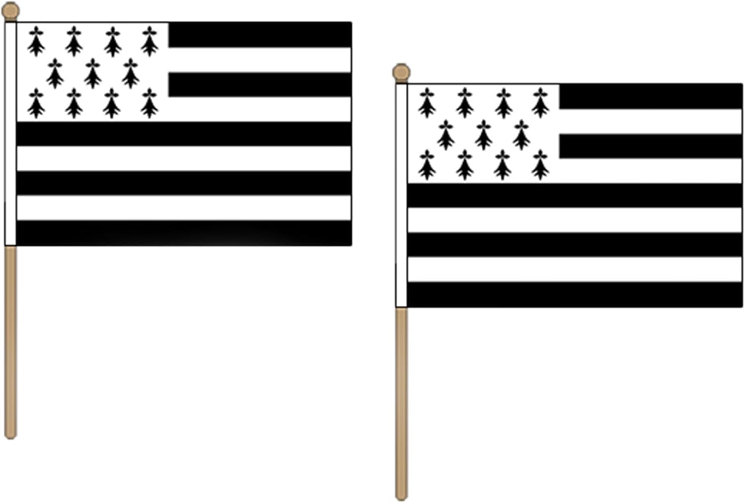 Brittany Flag 12'' x 18'' wood stick - French region of Bretagne flags 30 x 45 cm - Banner 12x18 in with pole - AZ FLAG