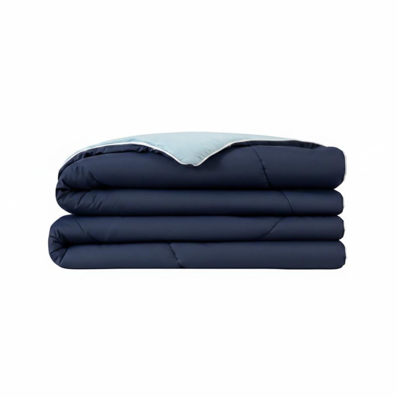 LOVIVER Manta de Verano Manta Fresca Edredón Cobija con Tejido Termorregulador y Relleno de Poliéster y Spandex Lavable a, Azul Marino Y Azul Claro, 180 200cm