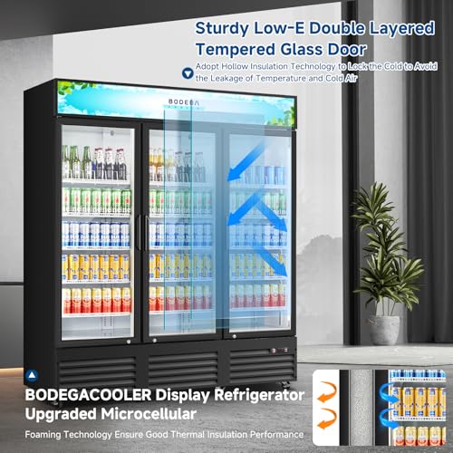 Image of BODEGACOOLER 53 Cu.Ft Merchandiser Cooler, 3 Door Commercial Display Fridge