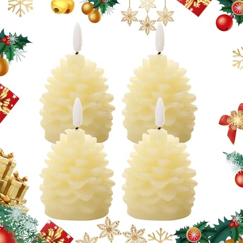 Bougie LED pin de Noël artificielle et luminaire pour décoration de table automnale