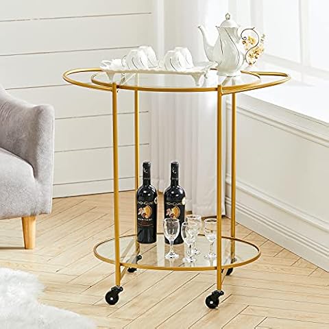 FUKEA Drinks Trolley, Kitchen Serving Trolley Tea Bar Cart, Utility Storage Shelf Wine Racks on Wheels for Home, Living Room and Office Cover