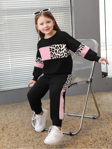 Image of Tween Girl's Letter Print Top + Jogger Pants 2 Piece Casual Outfit Set Kids Fall Clothing, Sizes 6-14 Years