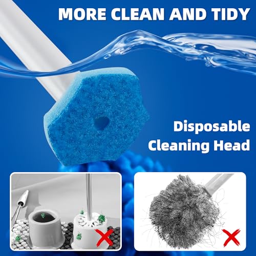 Image of Disposable Toilet Brush and Holder Set, 24 Toilet Bowl Cleaner Wand Refills | Wall Mounted Disposable Toilet Cleaning Set, Pre-Soaked Toilet Bowl Cleaner, Bathroom Cleaning System for RV Bathtub Sink