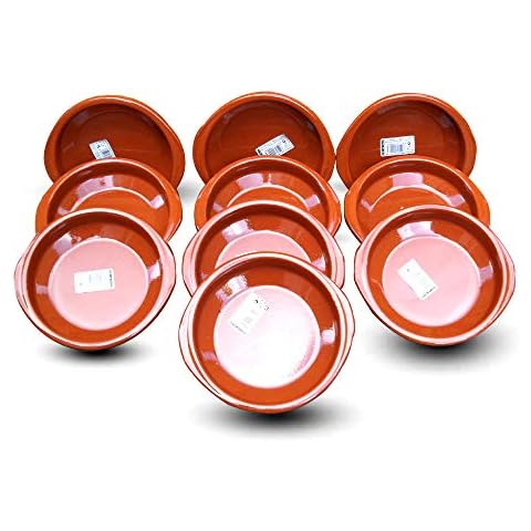 Set of 10 Spanish Terracotta Tapas Dishes / Cazuelas - 16 Centimeter Diameter Cover