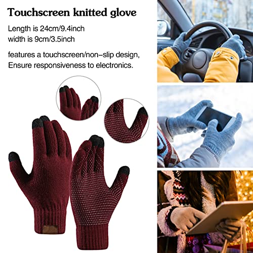 3PCS Winter Unisex Hat Scarf Gloves Set Warm Knit Beanie Hat Touchscreen Gloves Long Scarf Outfit for Men and Women3