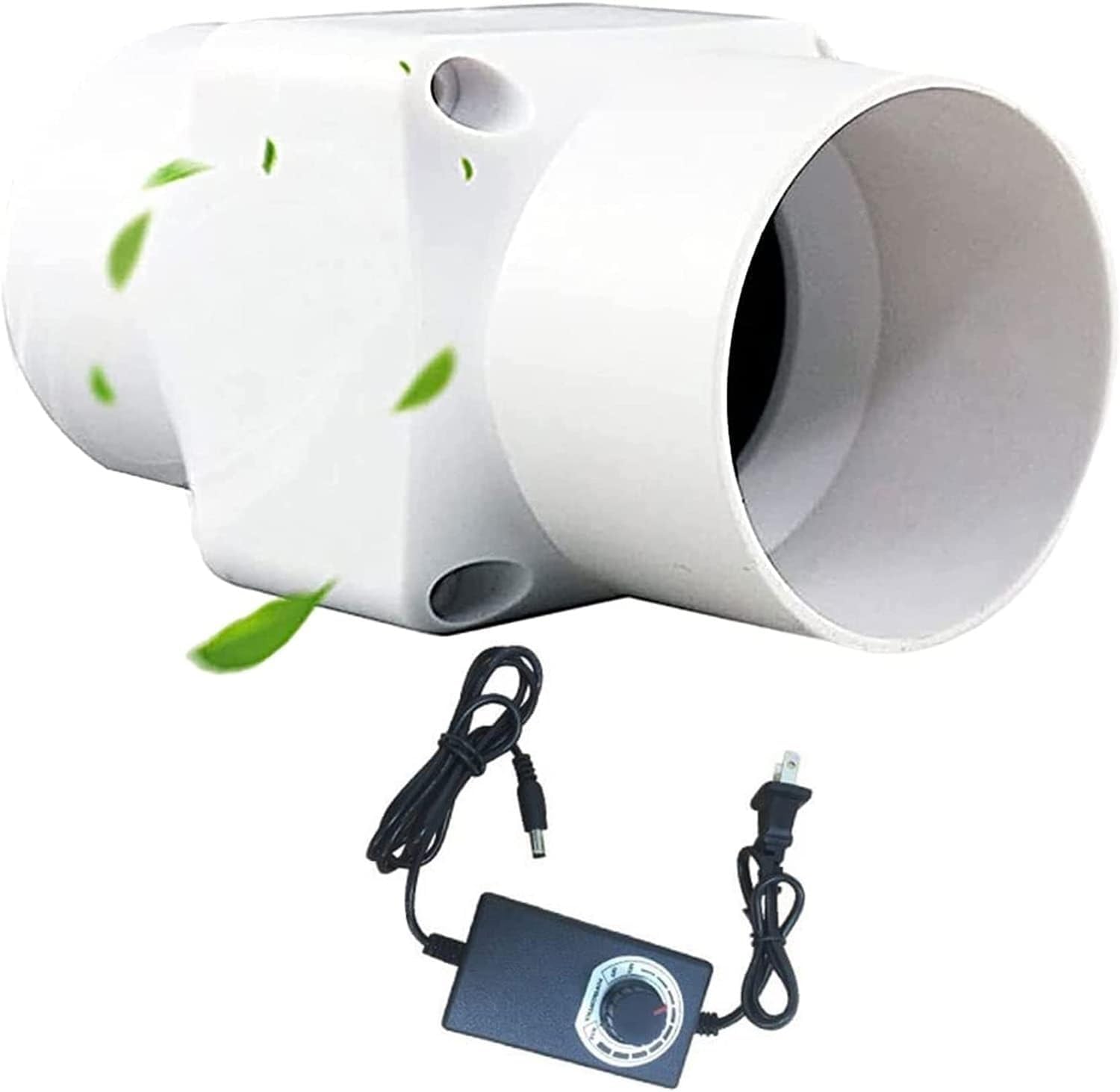 Energy Efficient Inline Fan 2 Inch 6W Adjustable Thermostat with Adapter for Grow Room Planting Cabinet Ventilation(50mm)