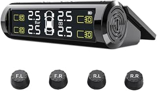 Sistema de Monitoreo Sensor de presión de neumáticos con Pantalla LCD TPMS Monitor de presión Detector Universal para Coche en Tiempo Real con válvula Externa