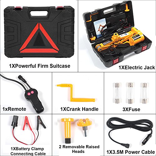 Electric Car Floor Jack 3 Ton All-In-One Automatic 12V Scissor Lift Jack Set For Sedans Suv W/Double Saddles Remote Tire Change Repair Emergency Tool Kits Vehicle Floor Jack Wheel Change(3T) #TOP2