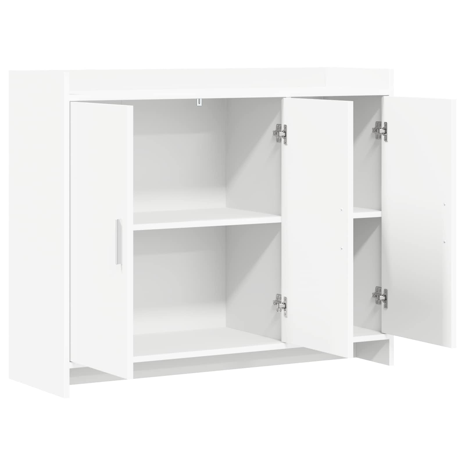 Credenza bianca, 98,5 x 33 x 80 cm, comò con 3 ante