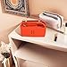 Sluxa Fashion Makeup Bag for Women, Orange Red Canvas Make up Travel Bag,Luxury Cosmetic Bag Organizer for Women(Full updated)