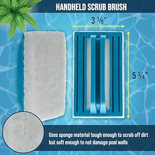 U.S. Pool Supply Hand-Held and Pool Pole Attachment Scrub Brushes - Surface Scrubbing Scouring Sponge Pads - Clean Pool Tile Grout Walls, Vinyl Liners, Spas, Remove Stains, Kitchen Bathroom Tub Shower