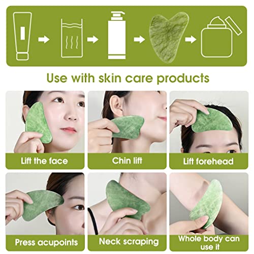 Image of MAYCREATE Jade Roller & Gua Sha Tool Face Massager 100% Natural Puffiness Facial Skin Massager with Gua Sha for Neck Skin, Cheeks Slimmer with Gift Box | Daily Facial Massage, Helps Reduce the Look of Puffiness, Natural Jade Stone, Handheld Design