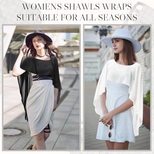 3 Pcs Women's Capelet Shawls and Wraps for Evening Dresses Elegant Soft Chiffon Cape Scarves Wedding Bridal Cover up2