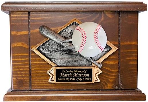 Baseball Cremation Urn, Wooden Sports Funeral Urns with Personalization