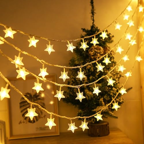 Delphinus Christmas Star String Lights, 2 PCS Warm White Christmas Lights Flashing String Lights are Suitable for Outdoor Indoor Bedroom Garden Christmas Tree Decoration(Total 20FT 40 LED) Delphinus Christmas Star String Lights, 2 PCS Warm White Christmas Lights Flashing String Lights are Suitable for Outdoor Indoor Bedroom Garden Christmas Tree Decoration(Total 20FT 40 LED)