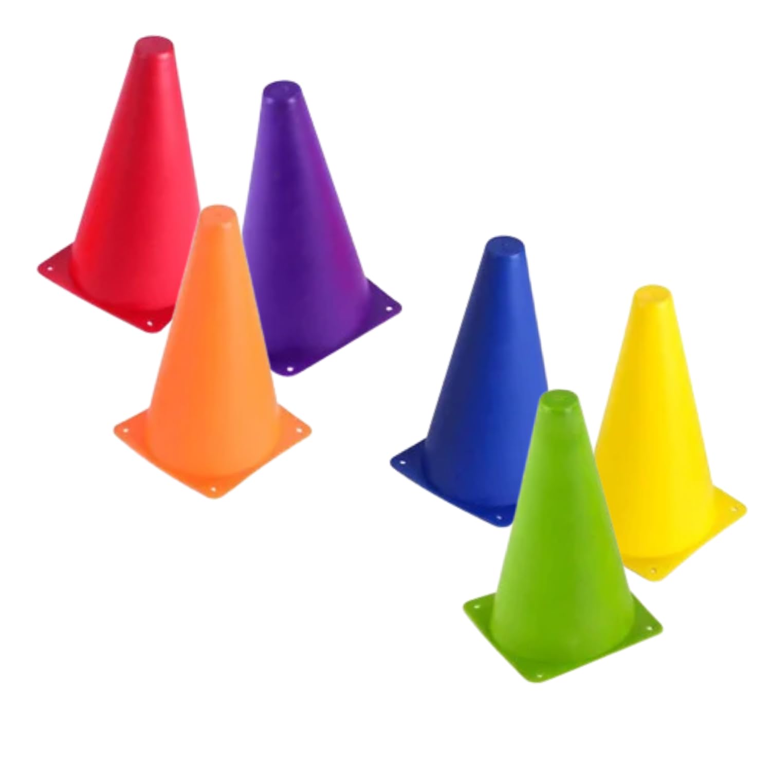 Sports Training Cones Set of 6, Multi-Color Plastic Marker Cones for Football, Cricket, Skating, Agility and Speed Training, Durable Indoor and Outdoor Practice (6 Inch)-image-45