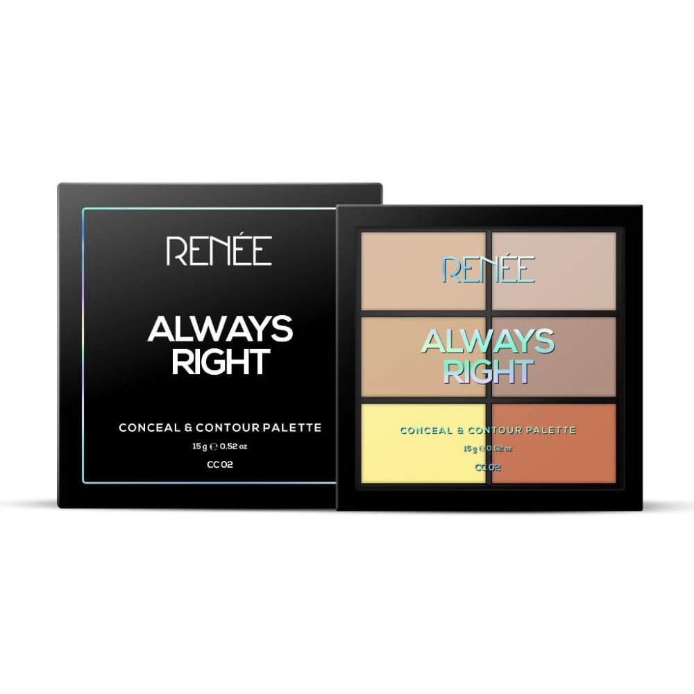 RENEEAlways Right Conceal & Contour Palette - Cream Finish for Flawless Sculpting & Seamless Blending - Travel-friendly, Multi-purpose Beauty Solution