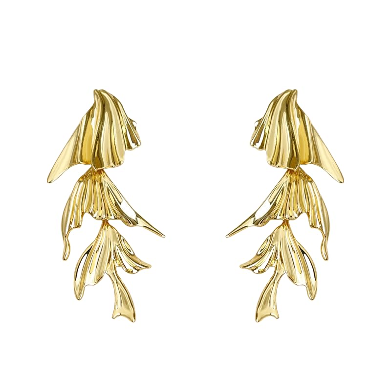 Boucles d'oreilles queue de poisson en métal froissé d'une élégance haute couture