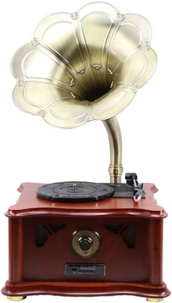 Retro Solid Record Player Vinyl Gramophone Subwoofer Speaker Phonograph Fm Radio Music Box Home Decor