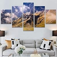 SIGNWIN 5 Panel Canvas Wall Art Snow Mountain for Home Decorations Ready to Hang - 60