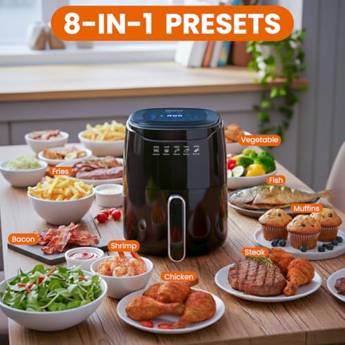 INALSA Non -Toxic Ceramic Coated Air fryer 4.5 L& 1400 W Power|No Micro plastics,No PTFE,PFAS,PFOA|Digital Touch Panel,8 Preset|Air Fryer without... - Image 4