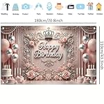 Starlit Patio Elegant Pink Happy Birthday Banner Backdrop Princess Girls Party Decorations Photography Backgrounds Crown Roses Balloons Cake Table Photo Booth Props 71 x 43 inch - Image 4