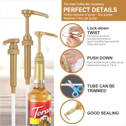 Image of ZIBUYU 6Pcs Coffee Syrup Pump 750ml Pump Dispenser Fit for 25.4Oz Bottles