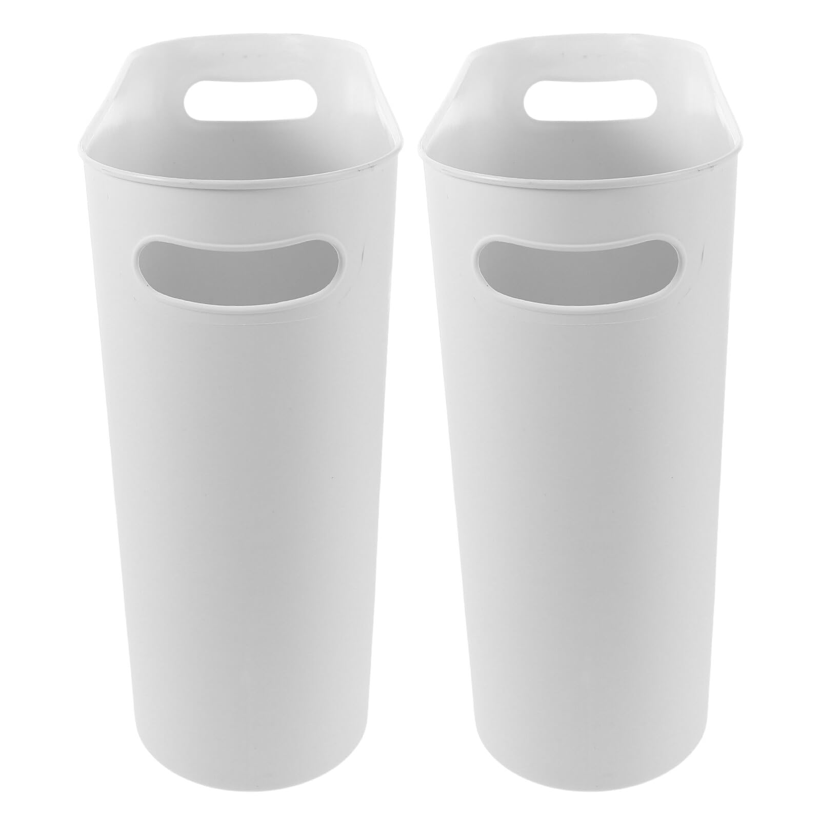 TOYANDONA Papelera de Plástico Estrecha con Asas, 2 Piezas, Color Blanco