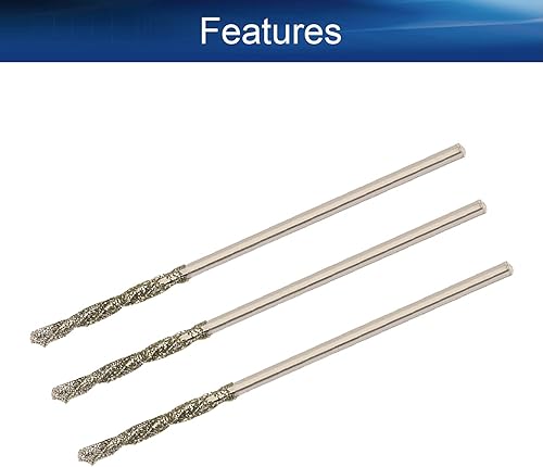 Miniatura 2 de Auniwaig Brocas de torsión de diamante de 0.047 in de acero de alta velocidad HSS para piedra de cristal de conchas de mar 10 piezas