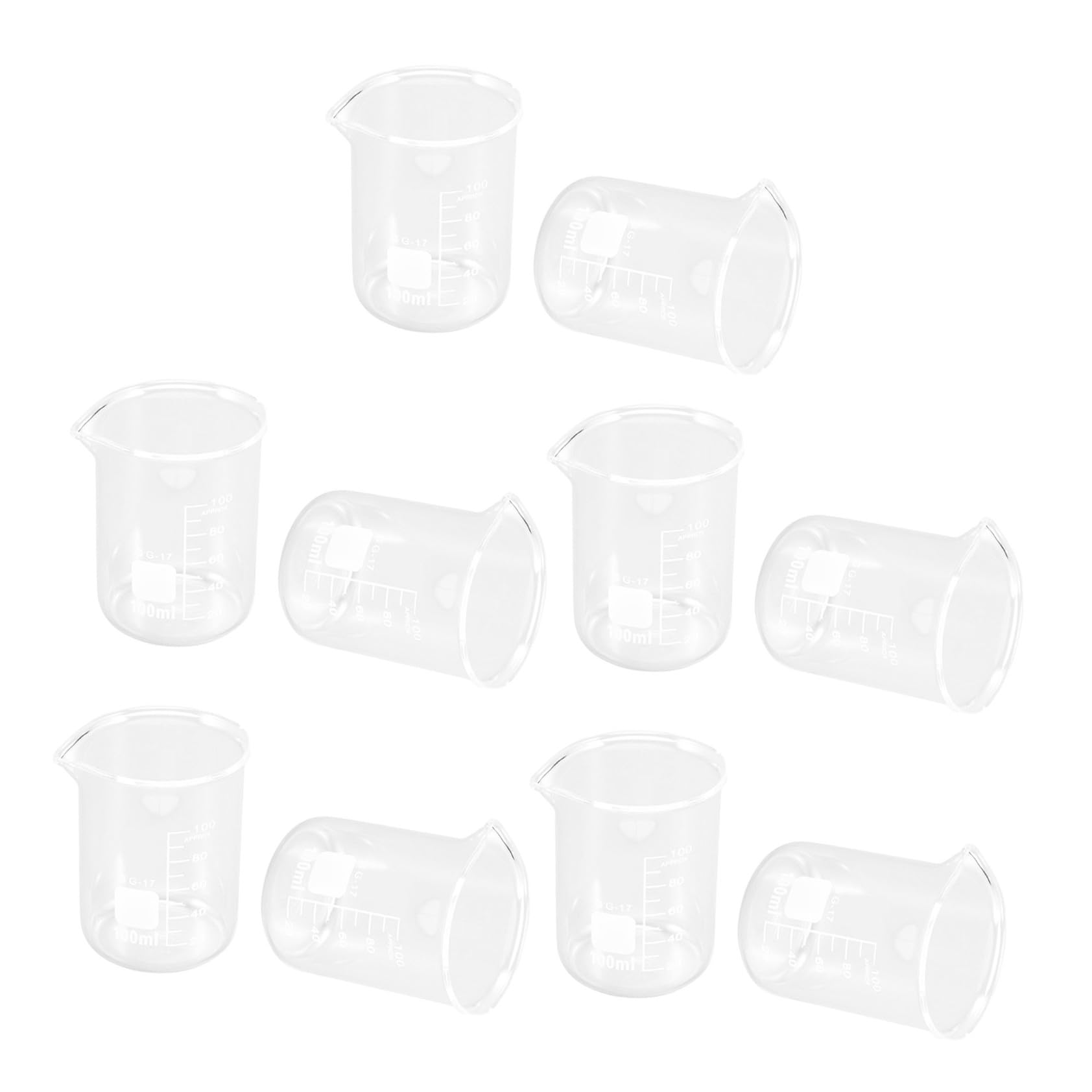Lot de 10 Tasses à Mesurer en Verre 100 Ml, Béchers Gradués pour Dosage Précis en Pâtisserie et Laboratoire