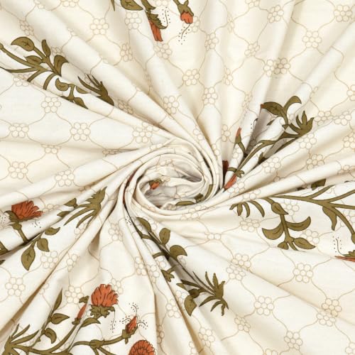 Image of 300 TC 100% Pure Cotton Bedsheet for Double Bed King Size (90x108) inch, Jaipuri Print Double Bedsheet with 2 Pillow Covers, Premium Printed Flat Bed Sheet