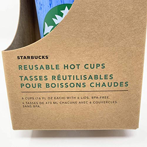 Starbucks Reusable Hot Cup Collection Pack Of 6 W/Lids 16 oz Summer 2019