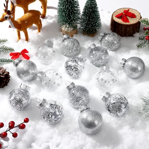 Garvee 30 Pcs Christmas Ball Ornaments, 2.36 Inch/6 Cm Christmas Balls, Christmas Plastic Decorative Baubles, Shatterproof Christmas Tree Ball for Holiday Wedding Party Decoration, Silver