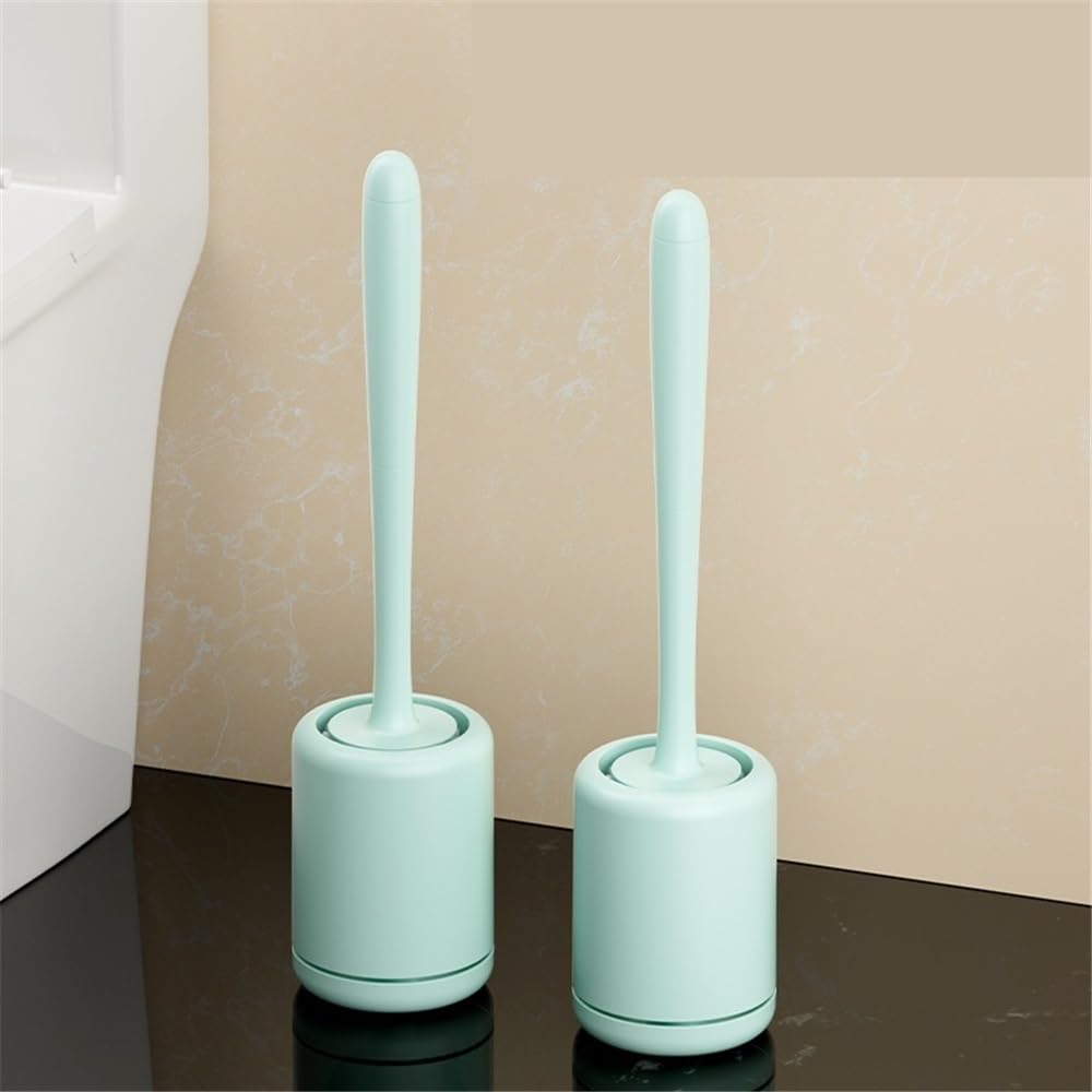 Mango Largo Cepillo de Inodoro for el hogar, Cepillo Suave for baño, Limpieza inodoros con Base para el Inodoro(Blanco)