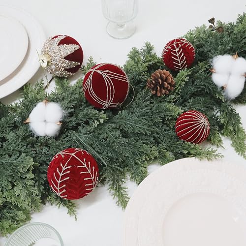 Image of 20PCS Velvet Ornaments for Christmas Tree, 2.36INCH Glitter Flocked Christmas Ornaments Decorations Balls Set Decor