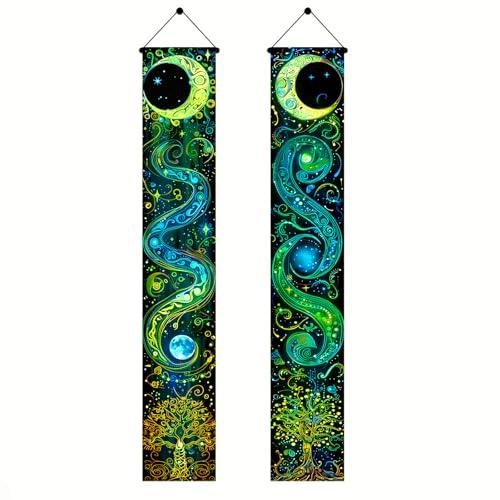 BlissYard Celestial Porch Decorations 12x71 Inch Mystic Welcome Hanging Banner