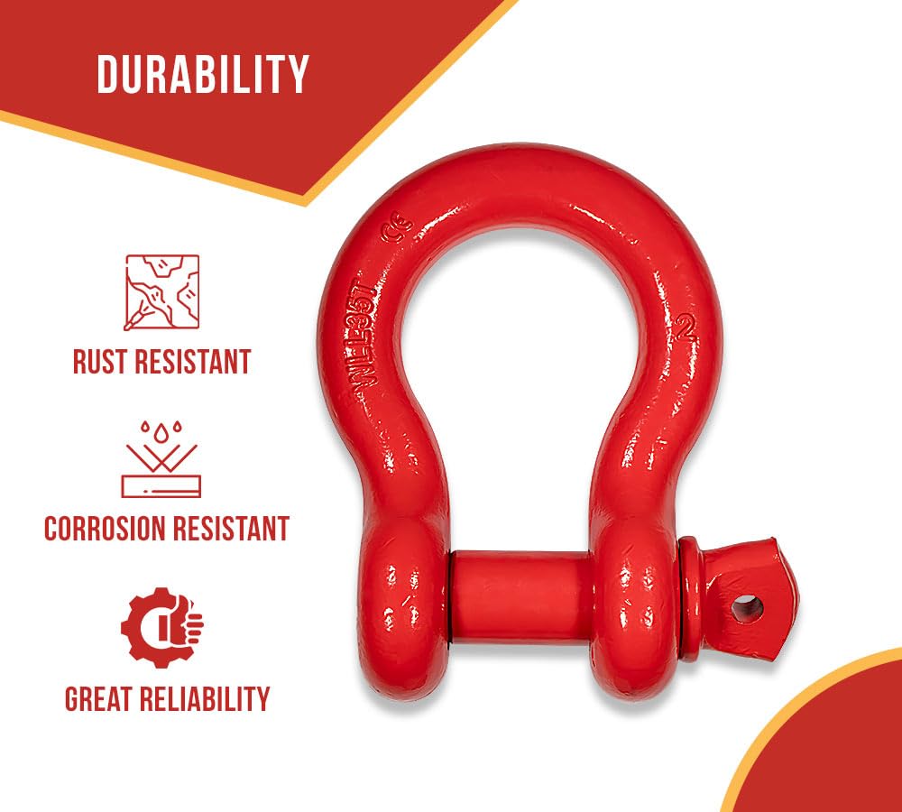 1-1/8" Anchor Shackle Forged Carbon Steel W/ Alloy Screw Pin Load Limit # 9.50 Tons (19,000 Lbs) | Double Rust Protection Heavy Duty D Ring Shackle For Towing, Rigging & Vehicle Recovery (10 Pack