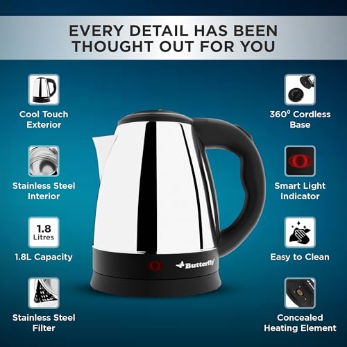 Image of Butterfly EKN 1.8L 1500 Watt Electric Water Kettle (Stainless Steel)